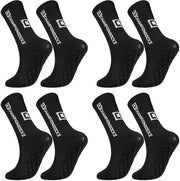 Calzettoni da Calcio - Calzettoni con Grip Antiscivolo - Nero - Adatti per Calcio e Pallacanestro - 4 Paia