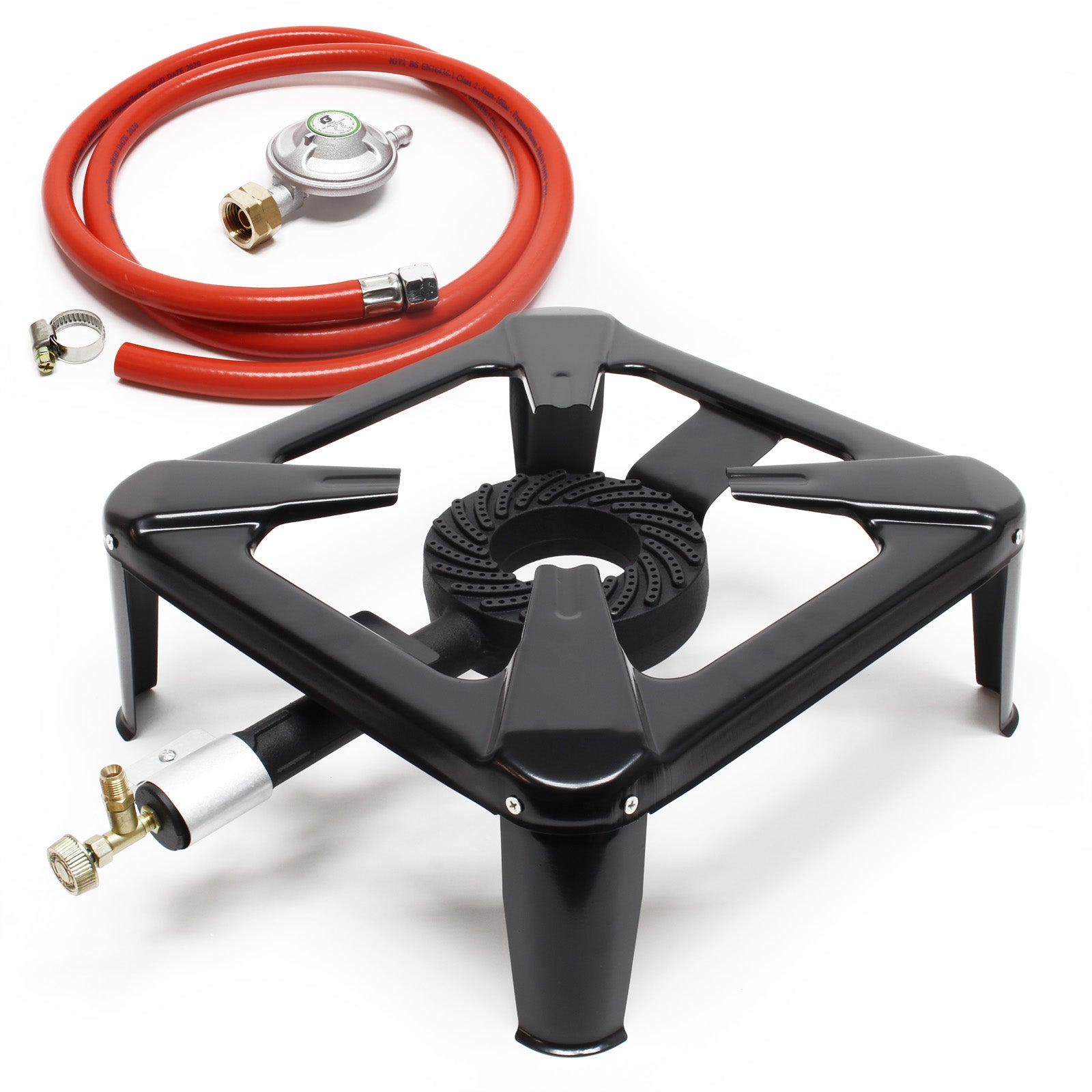 Set con fornello a gas, tubo e riduttore di pressione per uso in Italia 28 mbar Outdoor Campeggio