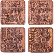 Sapeli in legno, 4 pezzi, con mappa della città, opzioni per diverse città, manufatti a mano