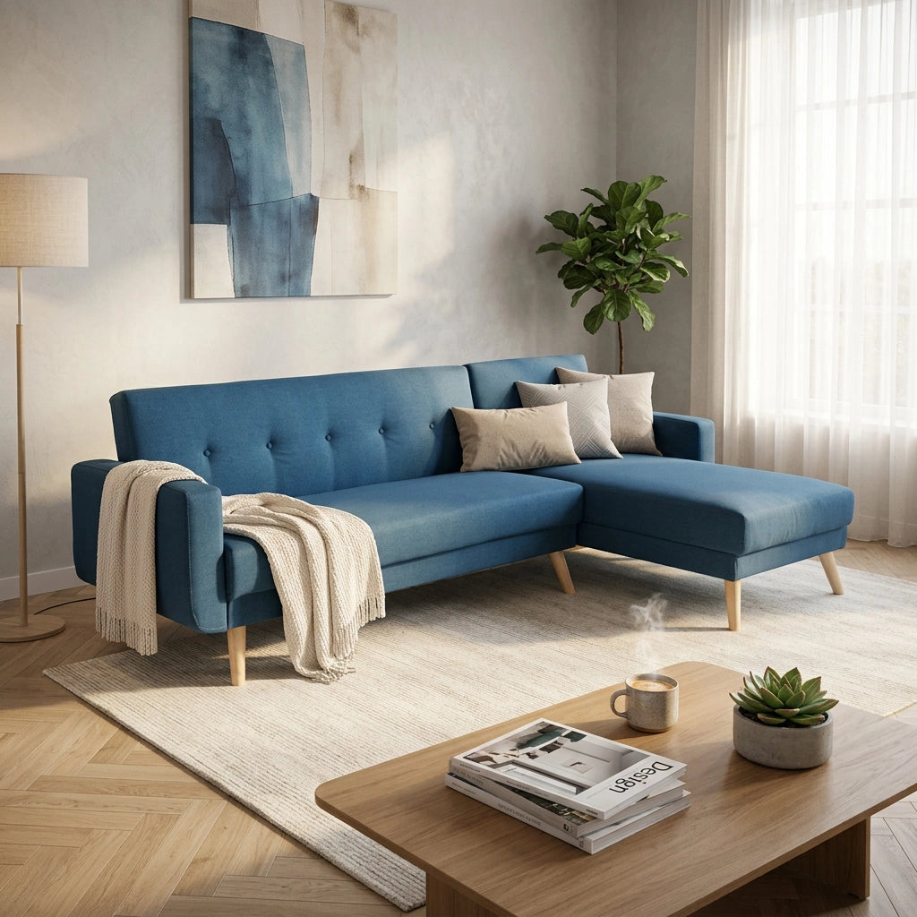 Divano Letto con penisola in Tessuto cm 176x84x84 - JAMES
