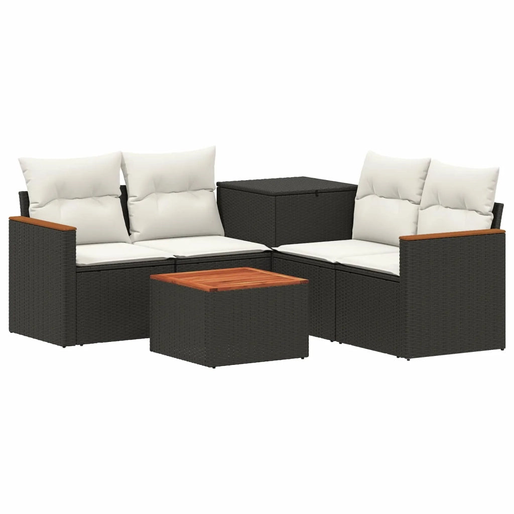 Set di divani 6 pz Nero e Bianco Crema 3447614