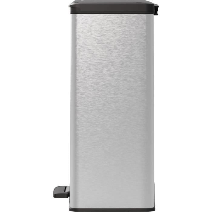 Pattumiera rettangolare - DECO BIN - CURVER - 65L - Design moderno - 49 x 29 x 61 cm - Grigio metallizzato