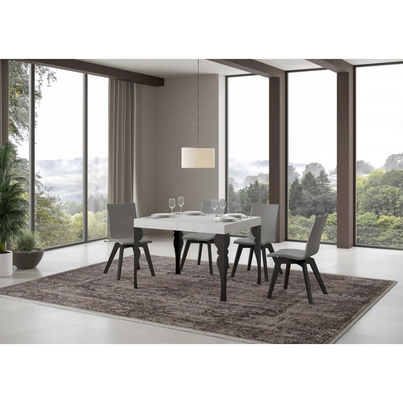 Tavolo allungabile 80x120/204 cm Paxon telaio Antracite - Bianco Frassino