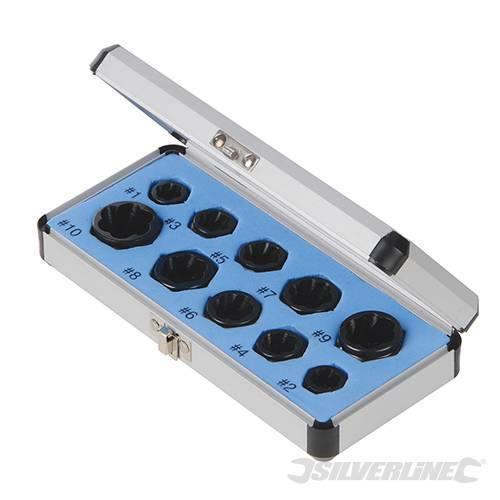 Set estrattori bulloni viti 10 pz misure da 9 a 19 mm in acciaio Prezzo Silverline