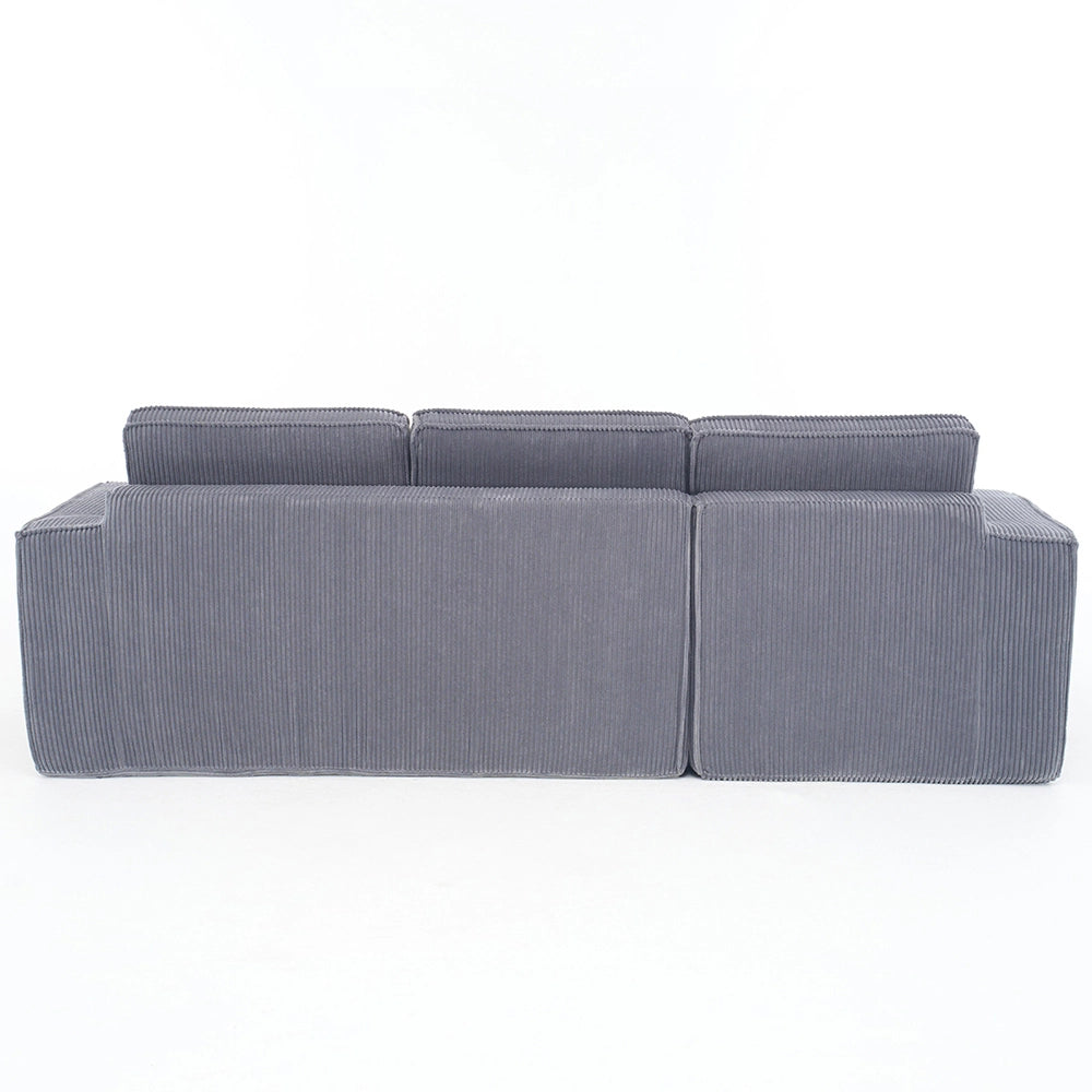 Divano angolare in velluto a coste - Xylo - 2 posti + chaise longue, schiuma ad alta densit¨¤