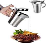 Thermosauskan in acciaio inossidabile per salse, 750 ml, doppio isolato, con coperchio a scatto, pentola per salse, contenitore per salse con coperchio per banchetti, ristoranti, feste (argento)