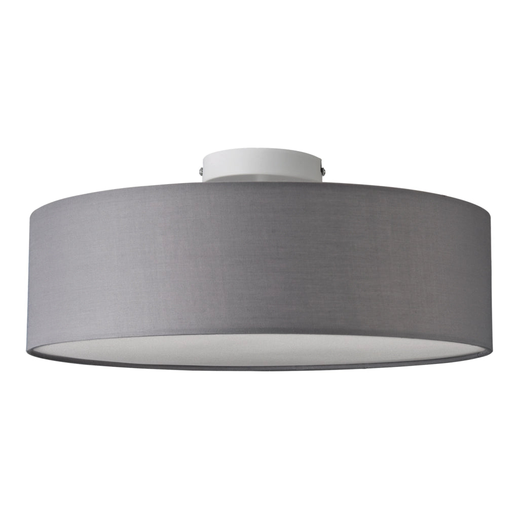 Plafoniera Rotonda Omaha Rivestita in Tessuto Traslucido AxØ 12x45 cm - Grigio lux.pro