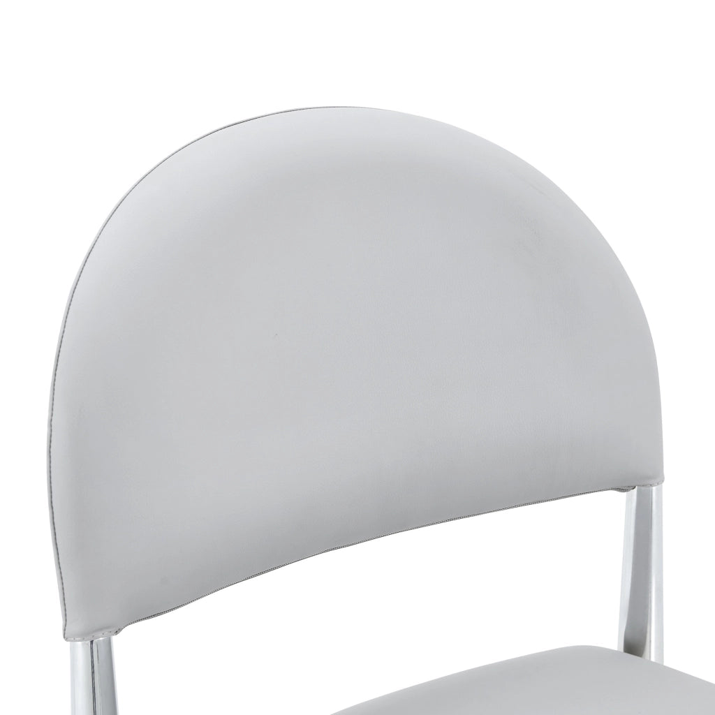 Set di 2 sedie da pranzo moderne in PU grigio chiaro con gambe in metallo, 80 cm