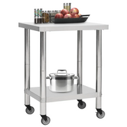 Tavolo da Lavoro Cucina con Ruote 80x30x85 cm in Acciaio Inox CFW4672297