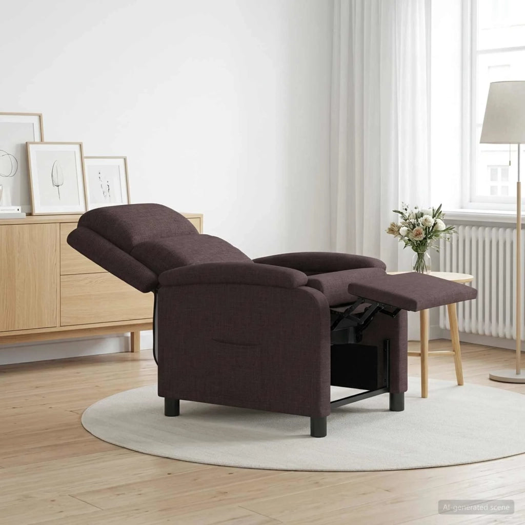 Divano Sedia-Poltrona reclinabile Marrone Scuro Tessuto 609604