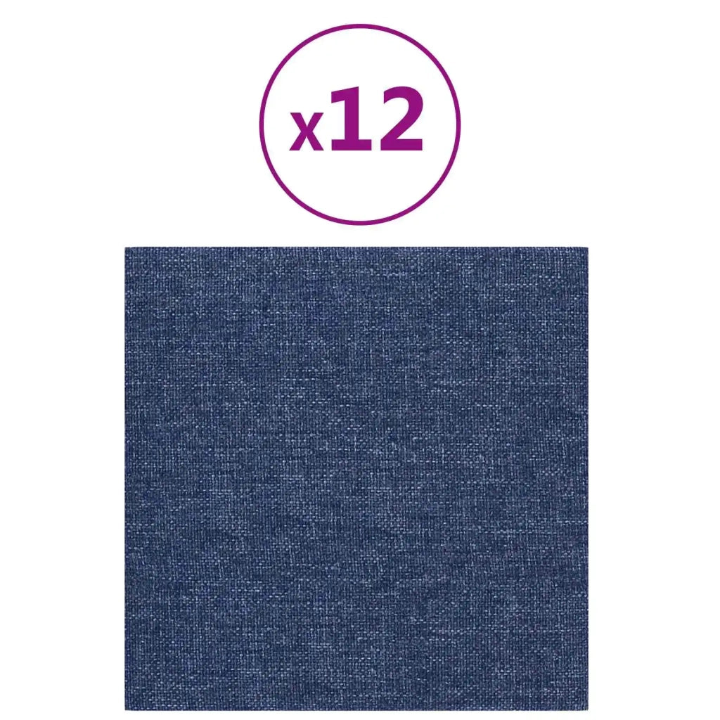 Testiera da Parete 12 pcs Blu 30 x 30 cm Tessuto 4008322