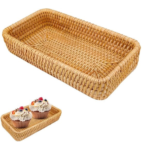 Scatola di conservazione a mano intrecciata - Rotan - Piccola 20x11x4cm - Media 21x21x4cm - Grande 37x23x5cm - Utilizzo decorativo - Cassa di conservazione