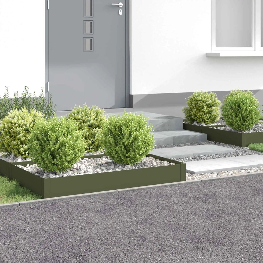Bordura per Prato 4 pz 100 x 60 x 20 cm Acciaio Verde Oliva 8008938