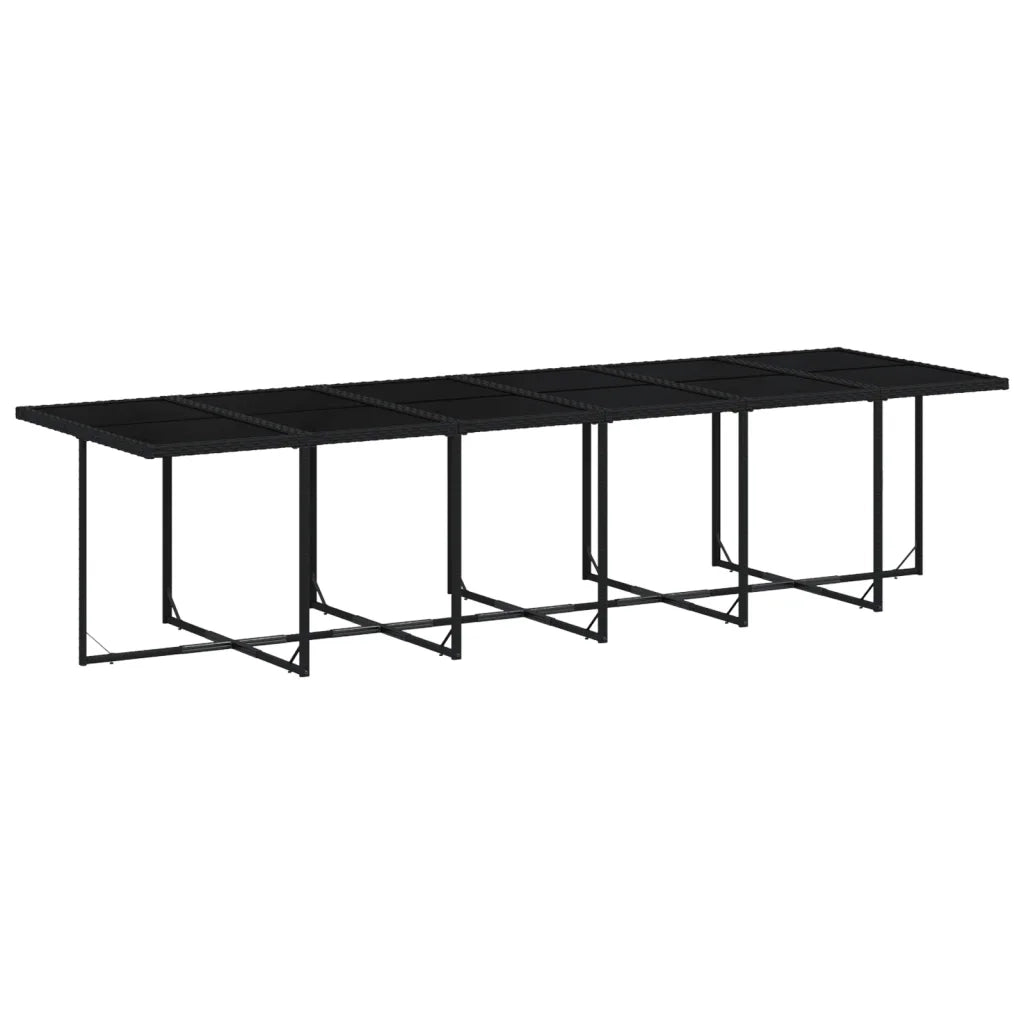 Set da Pranzo da Giardino 13pz con Cuscini Nero in Polyrattan 3277710