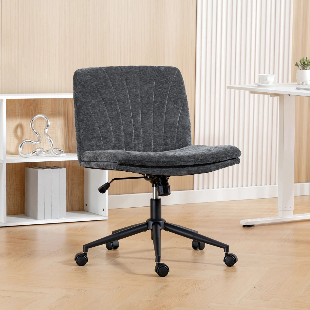 Sedia da Ufficio con Seduta Larga ¨C Zephmum ¨C Grigio, Tessuto, 65x65x110