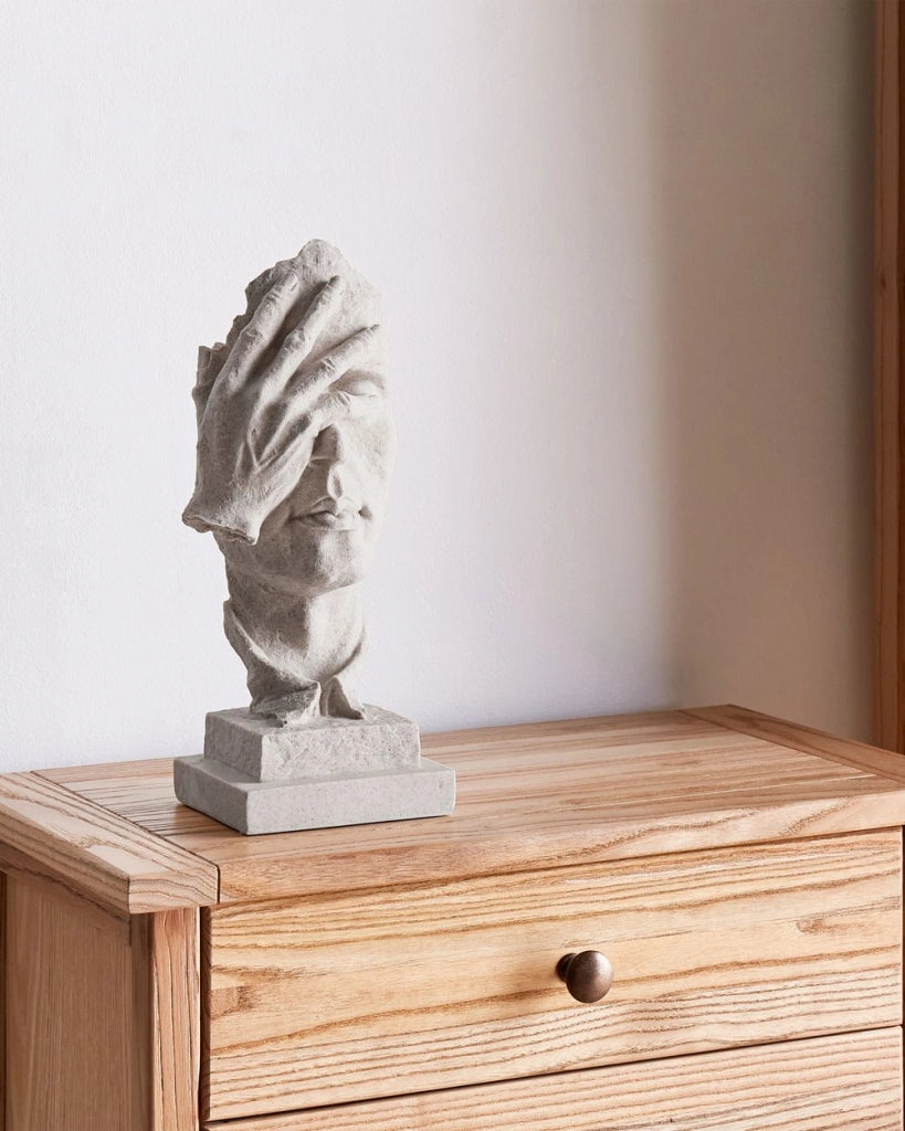 Figurina decorativa Testa di resina grigia Statuetta di stile moderno Accessori decorativi