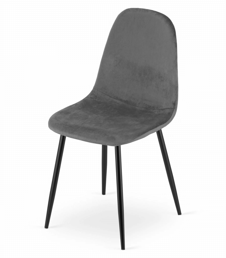 Sedia Valora COMO in velluto grigio scuro per soggiorno o sala da pranzo