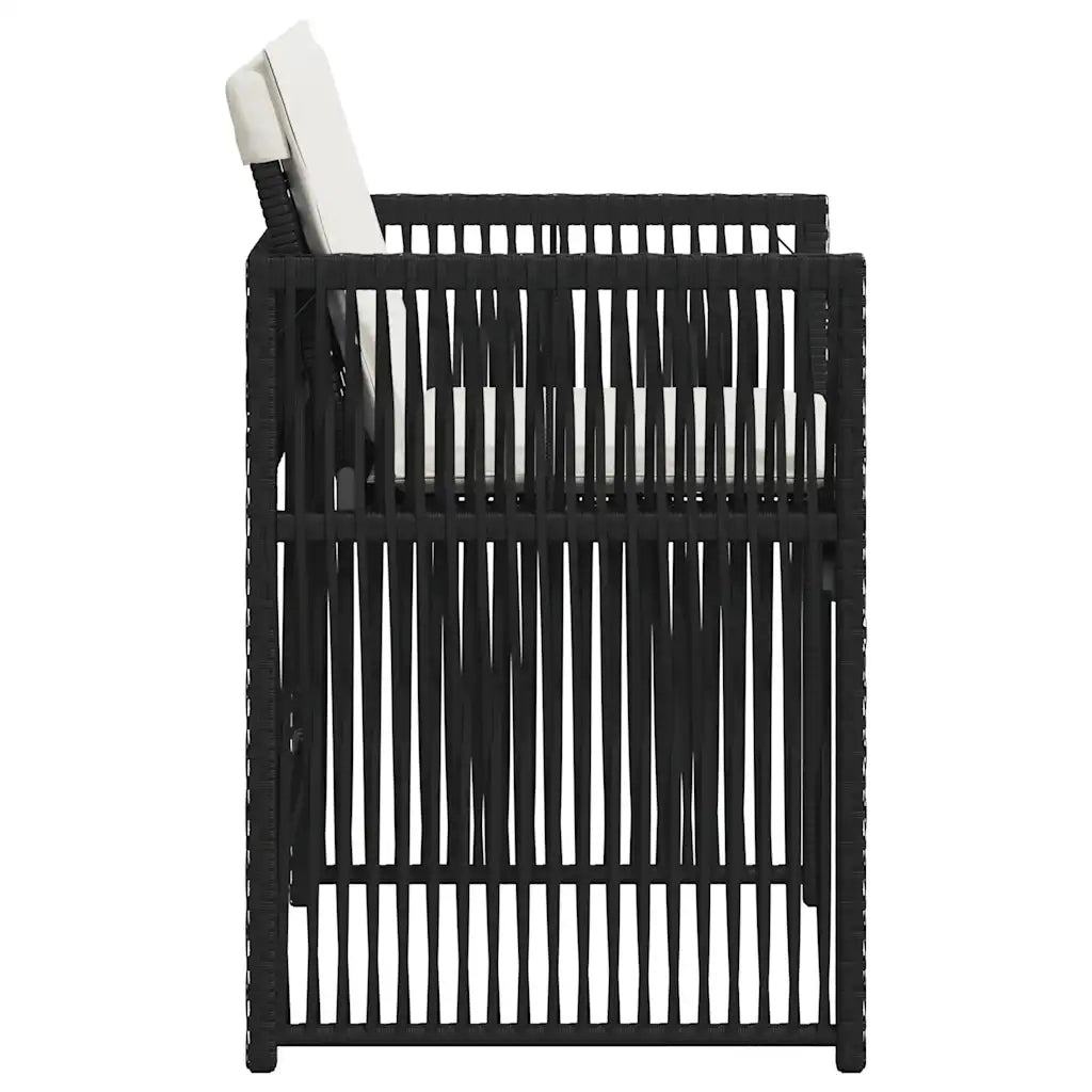 Sedie da Giardino con Cuscini 4 pz | Sedie da Esterno Nere in Polyrattan