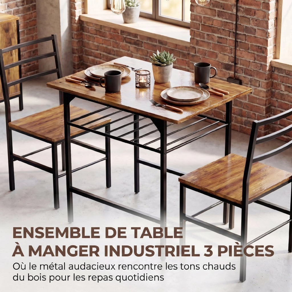 Tavolo da pranzo allungabile con sedie ¨C zephmum ¨C marrone, metallo, 90x200