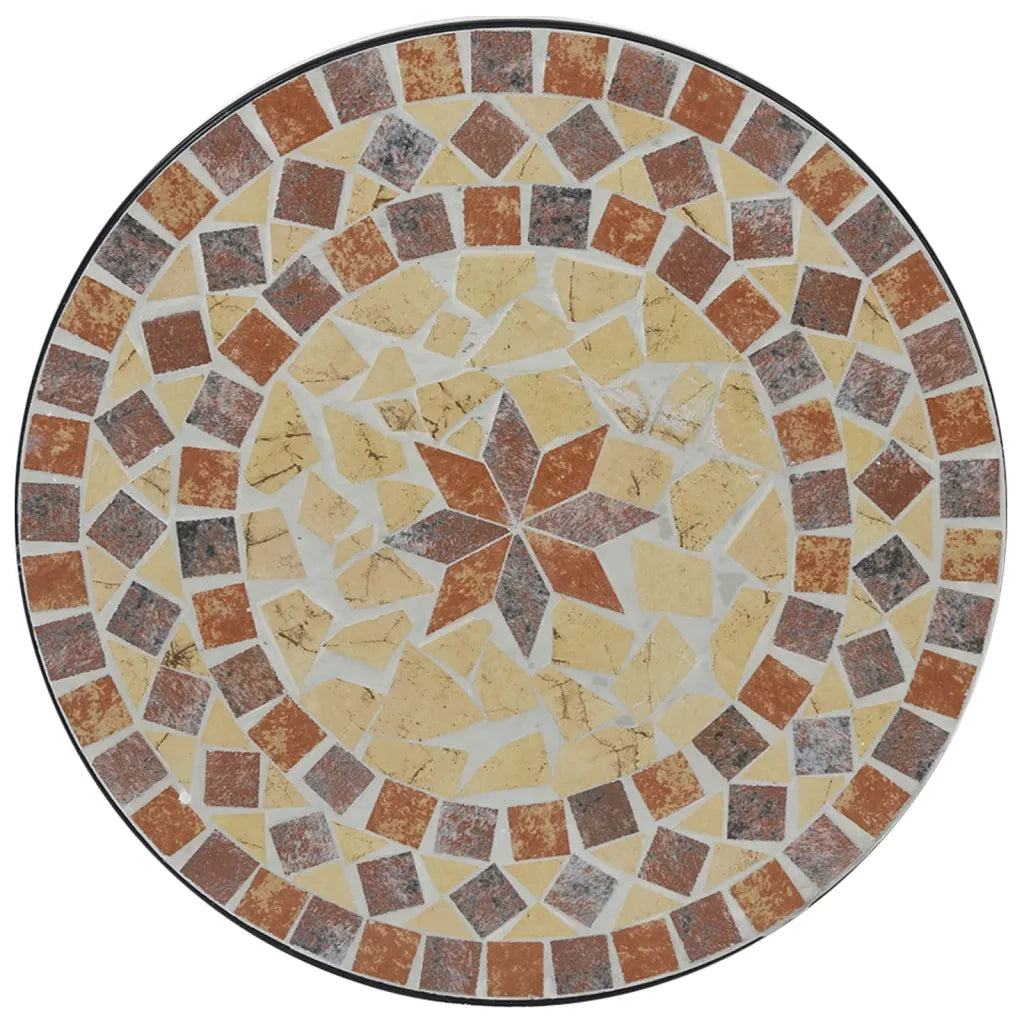 Tavolino da Giardino | Tavolino Bistrot con Mosaico Terracotta e Bianco Ceramica
