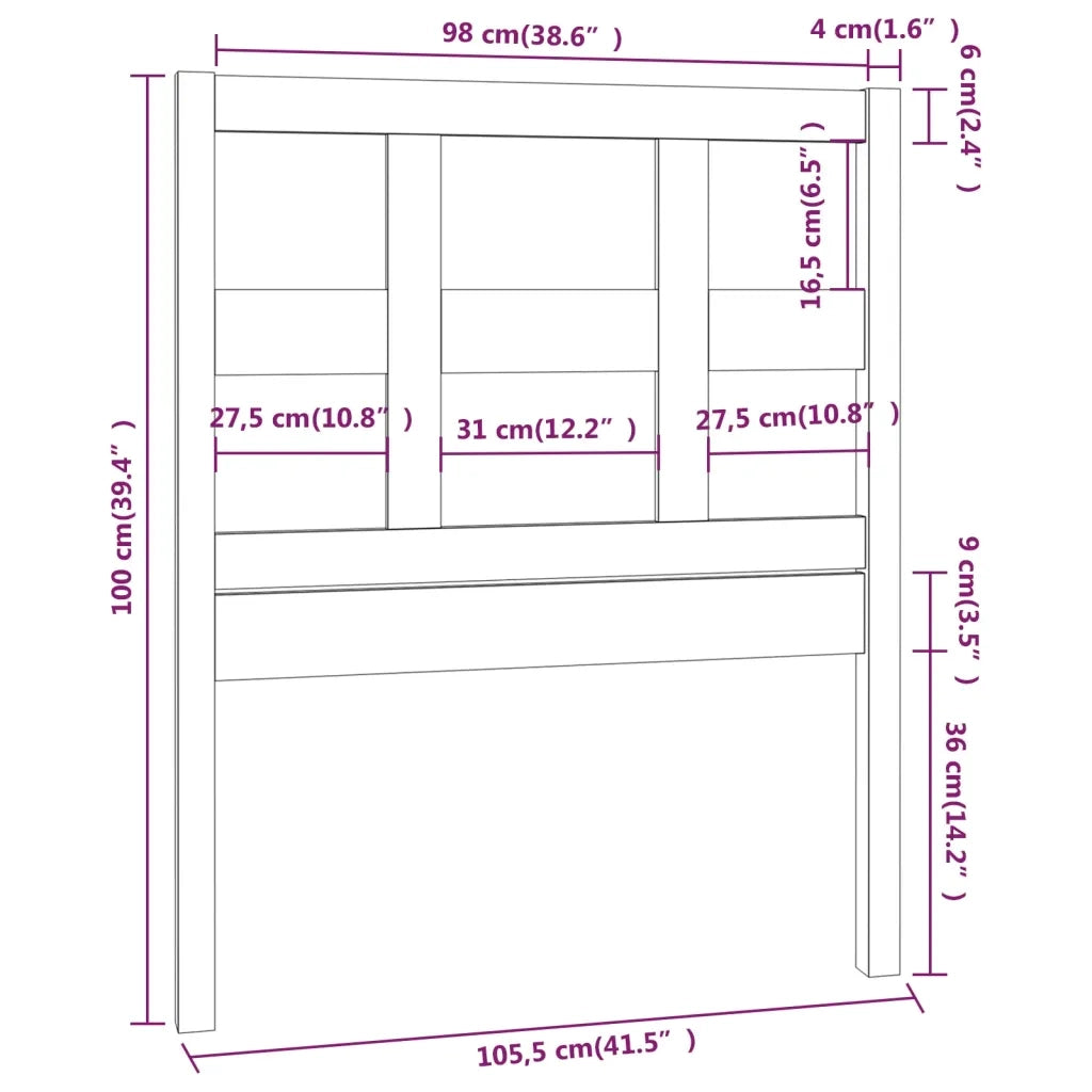 Testiera per Letto Miele 105,5x4x100 cm Legno Massello di Pino