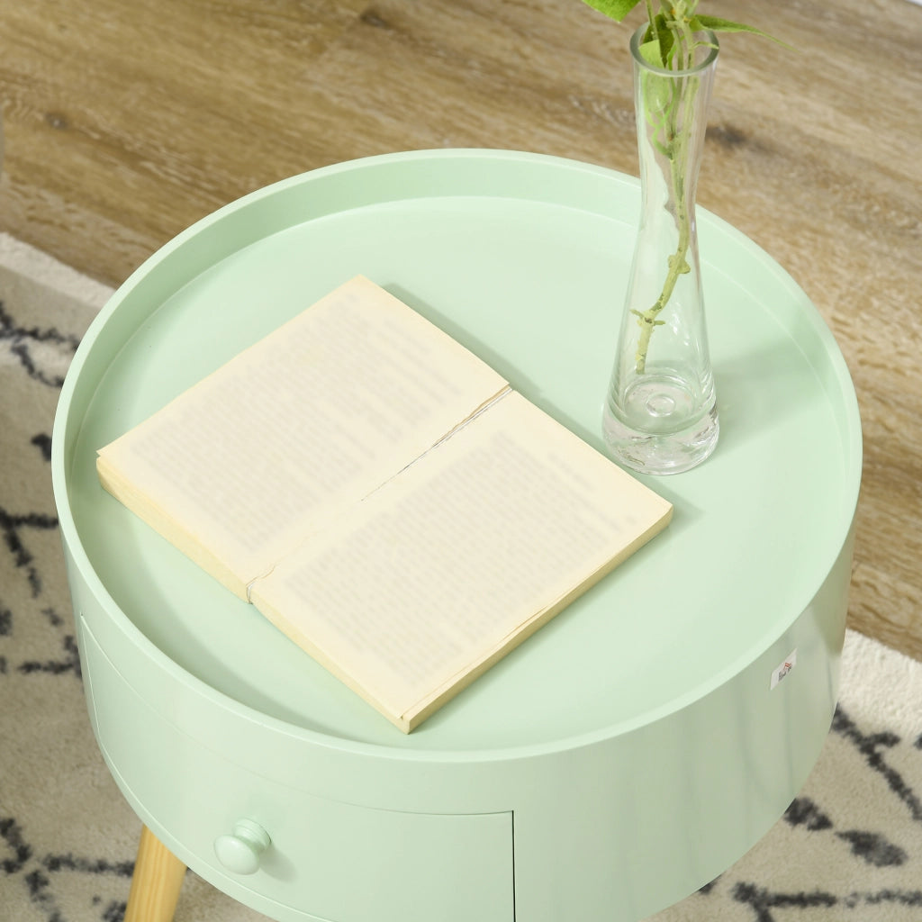 Tavolino rotondo con cassetto ¨C zephmum ¨C design scandinavo gambe effilate