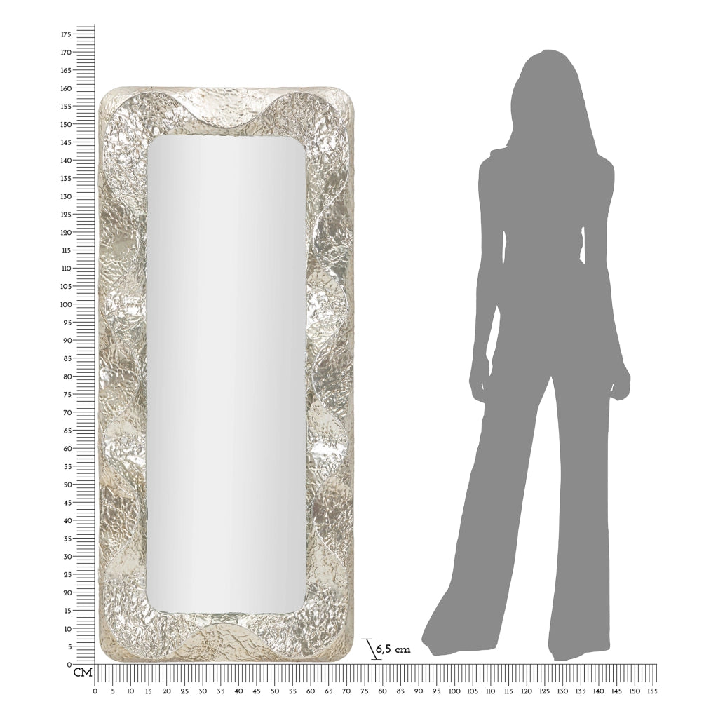 Dagalito, Specchio Cornice Effetto Materico, 70x161h cm Argento