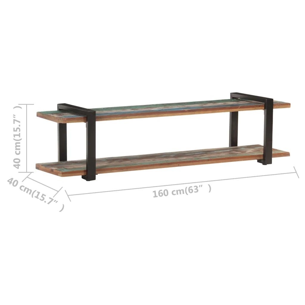 Mobile TV multimediale scaffale TV mobile TV sala da pranzo soggiorno camera da letto 160 x 40 x 40 cm legno massello di recupero marrone 02_0026072
