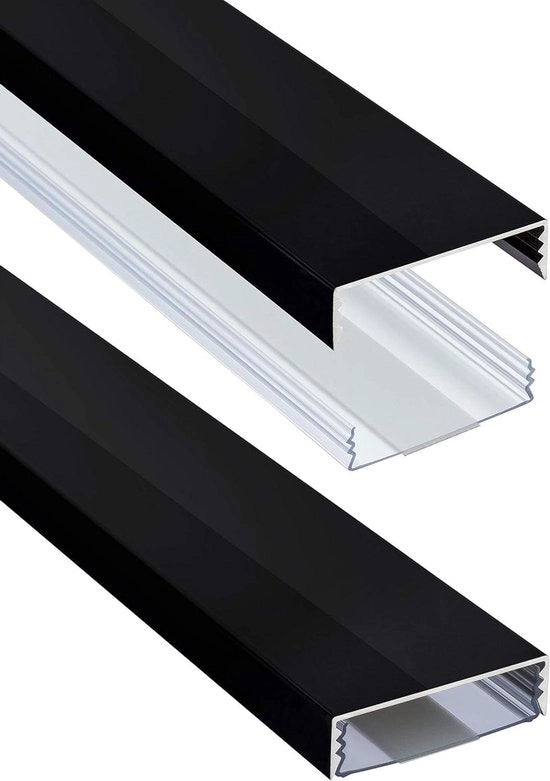 Cavo di protezione in alluminio piano nero lucido 50mm x 15mm - Gestione cavi - Guida cavi - 2020 prodotto - 40cm