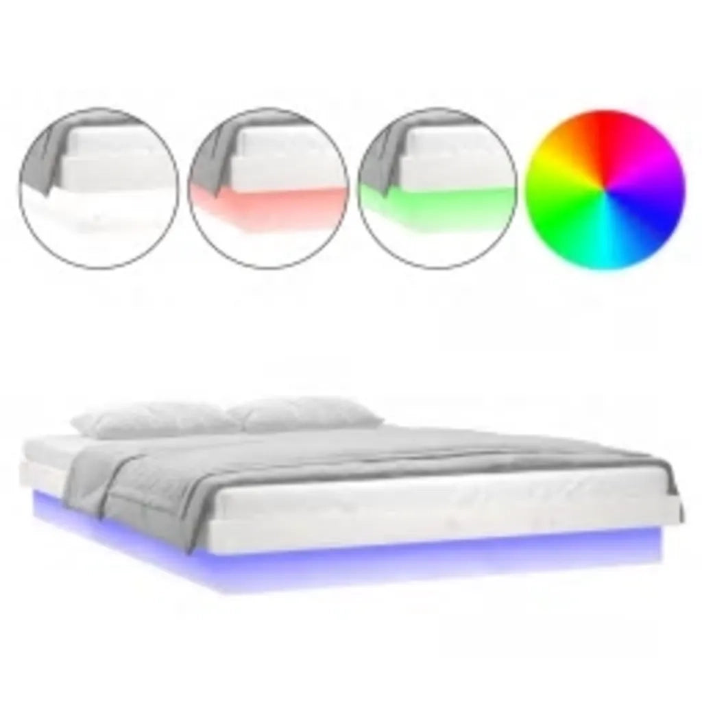 Giroletto con LED Bianco 160x200 cm in Legno Massello 819983