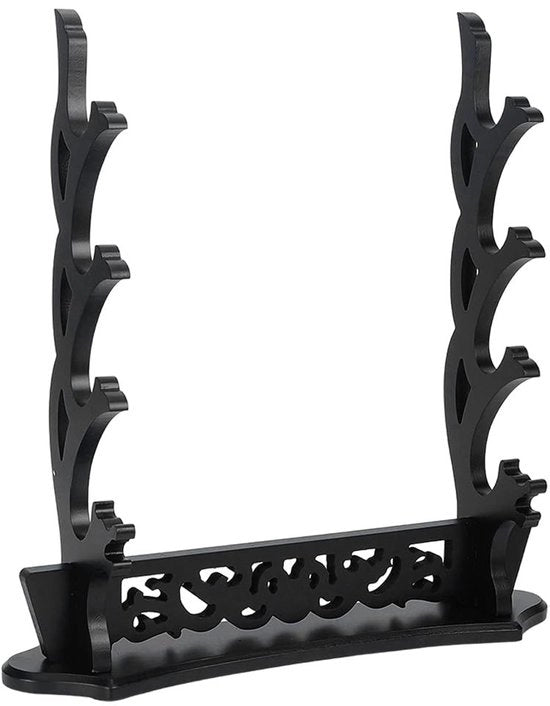 Sostegno per Spada in MDF Solido - Base per Spada Standard - Display per Katana - Base per Pavimento - Supporto Multifunzionale - Dimensioni Eleganti 38,5 x 10,1 x 40,5 cm - Base per Spada Standard