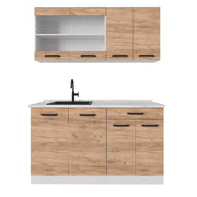 Vicco Cucina monoblocco Quercia dorata/bianco 140 cm senza piano di lavoro