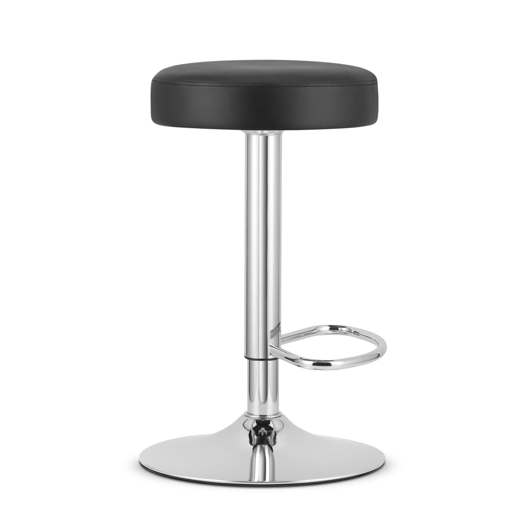Sgabello girevole VALORA ROJST - Ecopelle nera / Base cromata x 2