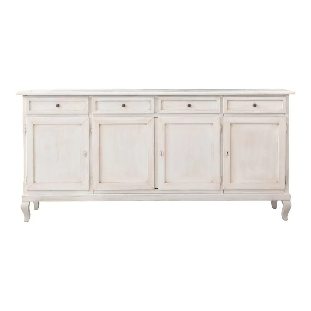 Madia credenza 4 porte legno shabby bianco anticato 205x45x98 - Mobili 2G