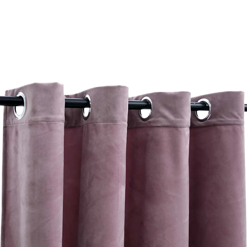 Tende Oscuranti | Tende Blackout con Anelli 2 pz Rosa Antico in Velluto 140x225cm