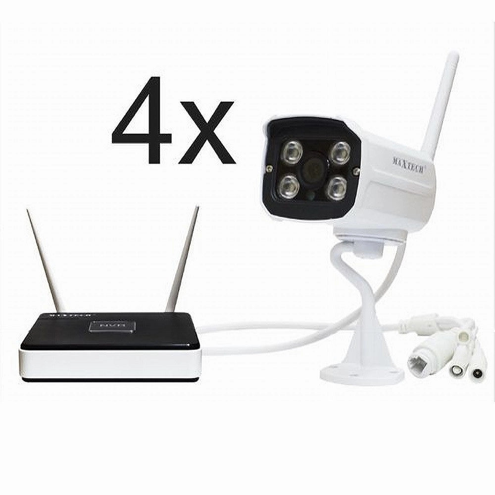Trade Shop - Kit Telecamere Videosorveglianza Wifi Wireless Hd Ip Nvr Fino 100m Maxtech Kit-w001 -