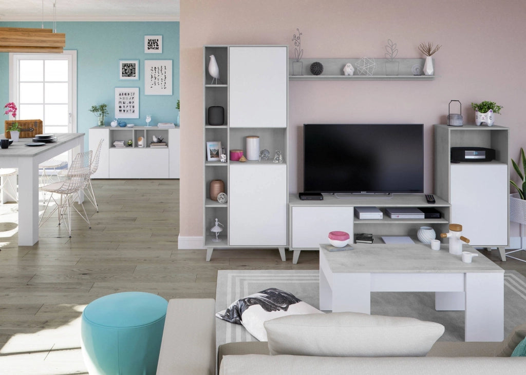Madia Crisantemo, Credenza 2 Ripiani, 150x41x76h cm Bianco