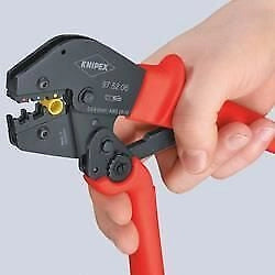 Knipex 97 52 06 Pinza Crimpatrice con Leva Moltiplica Forza per Cavi 0,5-6 mm² 20-10 AWG Acciaio al Cromo Vanadio colore Nero Rosso