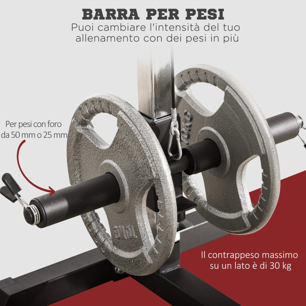 EasyComfort Stazione Fitness Pull Down da Casa con Panca e Cavo Regolabile, in Acciaio 107x120x190cm Nero