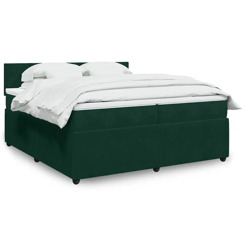Giroletto a Molle con Materasso Verde Scuro 200x200 cm Velluto