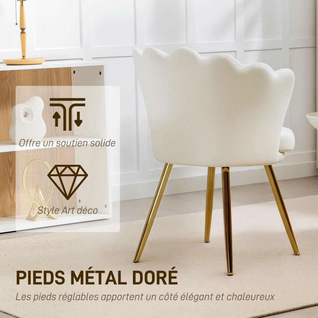 Poltrona in velluto ¨C zephmum ¨C beige con gambe in metallo dorato