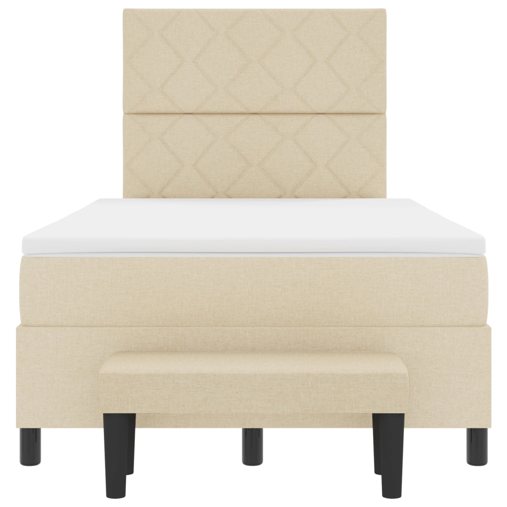 Letto a Box Spring con Materasso e Panchina Crema 120x200 cm Tessuto