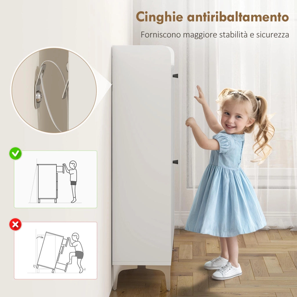 Mobile Scarpiera con Cassetti e Ripiani ¨C zephmum ¨C Legno e Metallo Bianco 80x24x101