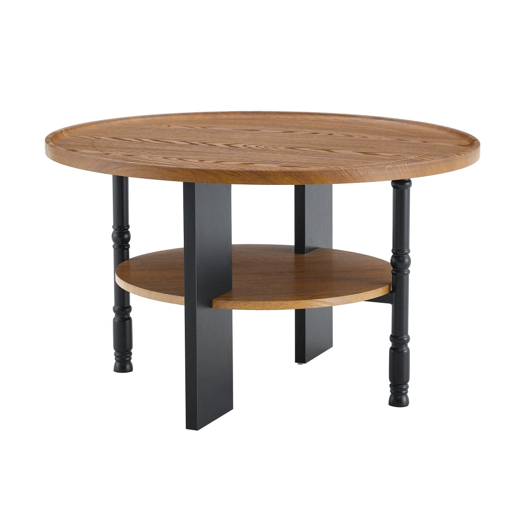 TAVOLINO DA CAFFÈ Rotondo Set da 2 pezzi Ø80 cm MDF Noce/Nero