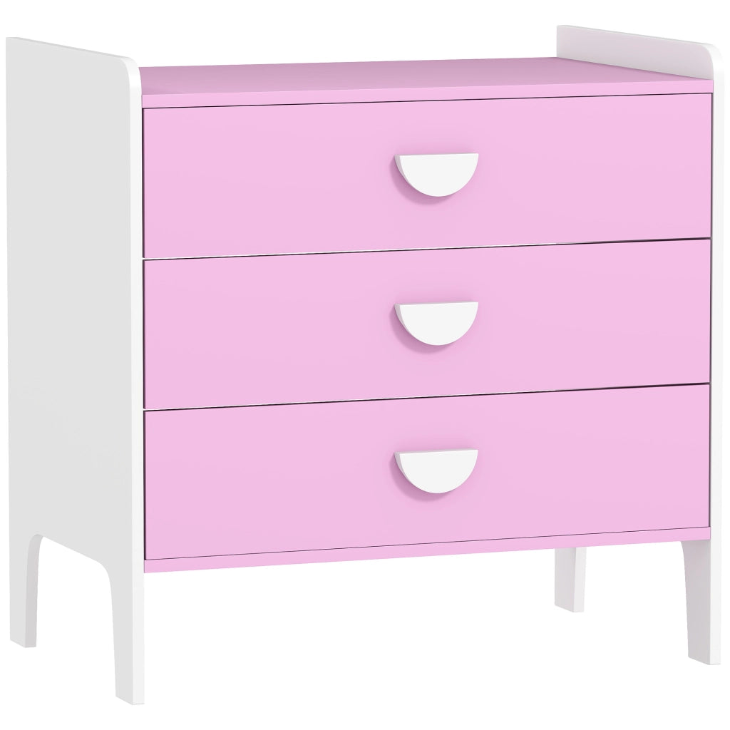 Cassettiera 3 cassetti per bambini ¨C zephmum ¨C rosa, legno, 60x40x60 cm