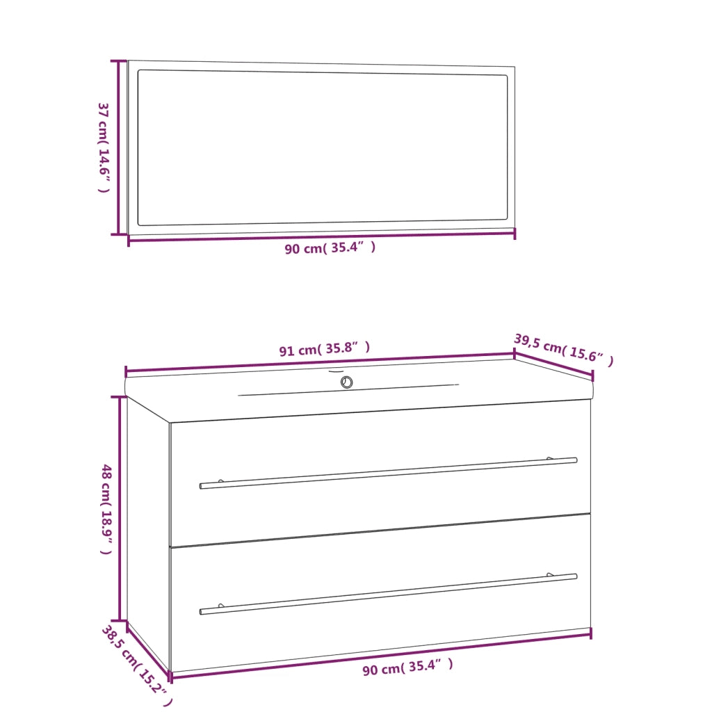 Set Mobili da Bagno 3 pz Grigio Cemento 3152851
