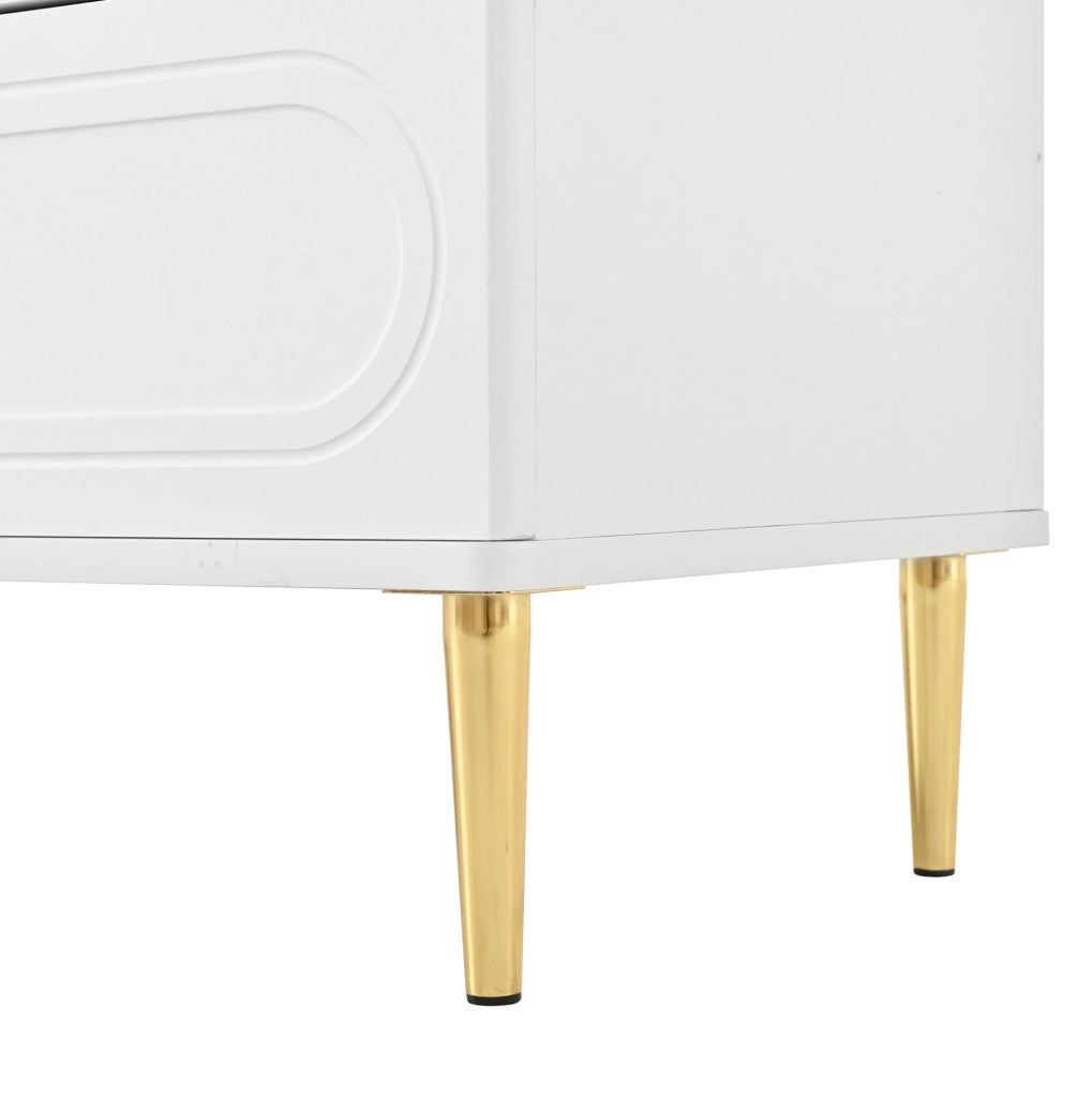 Credenza 120 x 40 x 75 cm bianca in MDF e truciolare， 6 cassetti