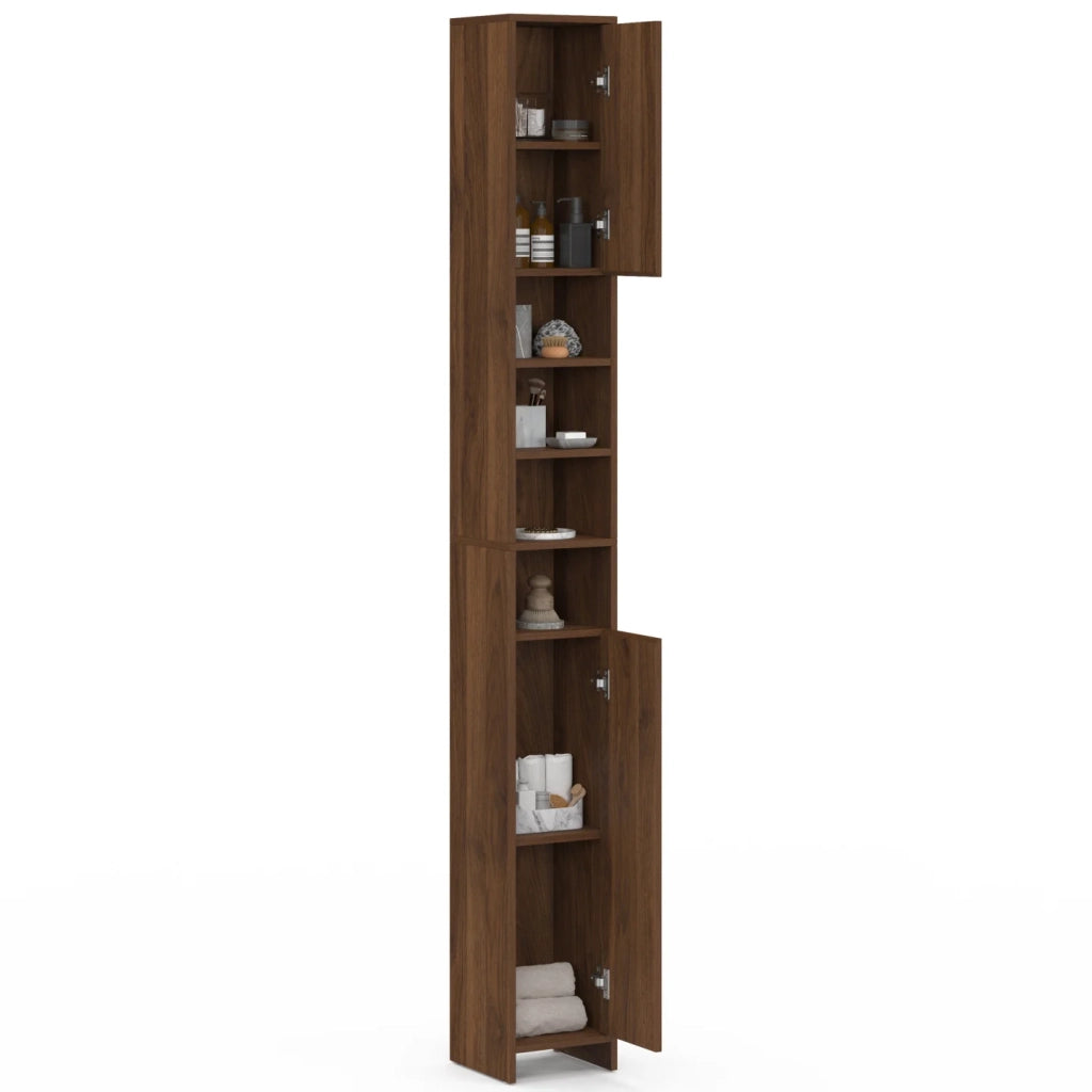 IDMarket - Mobiletto da bagno a 2 ante TOMI con 4 nicchie effetto noce