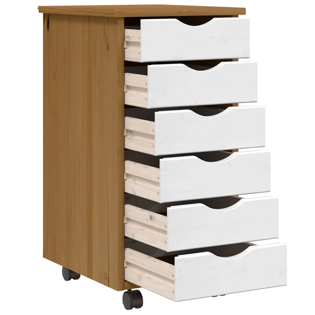 Mobiletto con cassetti pratico per l'ufficio 34 x 39 x 65,5 cm in legno di pino color miele 02_0057653