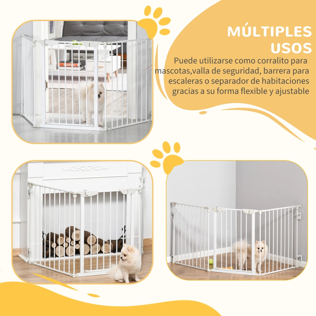 Barriera per Cani Pieghevole 3 Pannelli ¨C Zephmum ¨C Bianco 180x74,5 cm